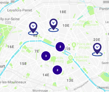 Cartes de Paris avec les annonces de location de parking de particuliers